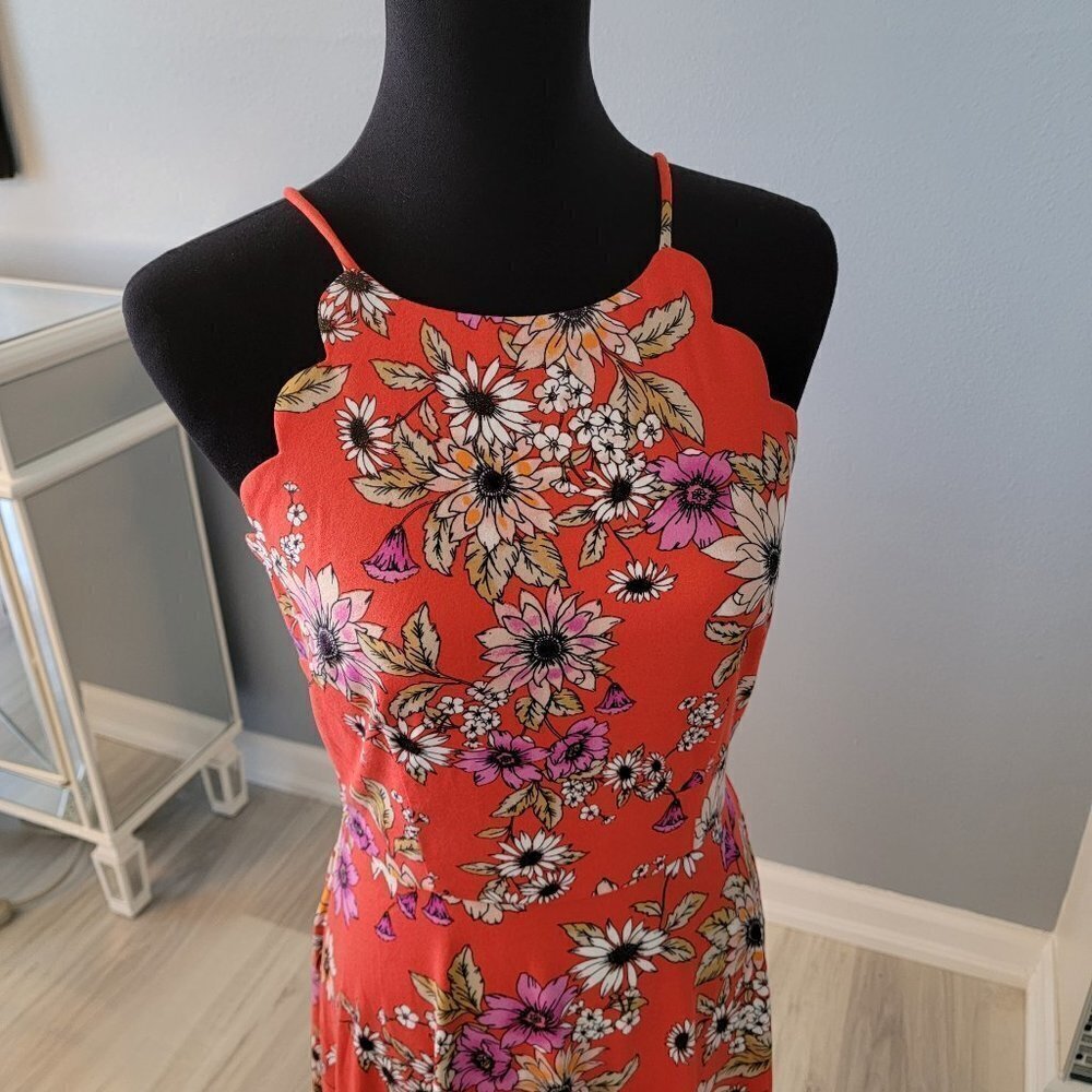 The General Good Orange Floral Scalloped Sun Dress NWOT - Picture 6 of 12
